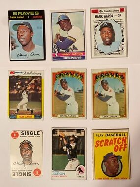RARE Hank Aaron Baseball Card Lot of 9